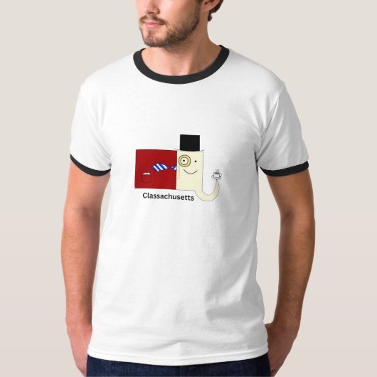 T-shirt Ringer masculin du Massachusetts (Devant)