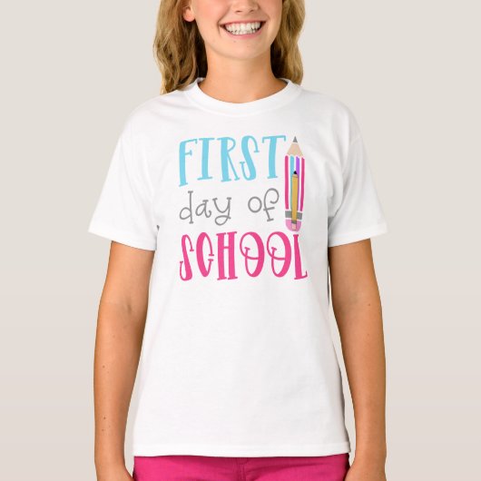 T-shirt Ringer pour fille à l'école (Devant)