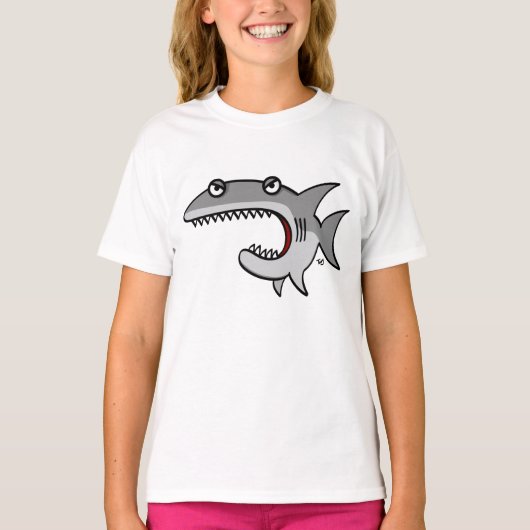 T-shirt Ringer pour filles de requins caricaturaux (Devant)