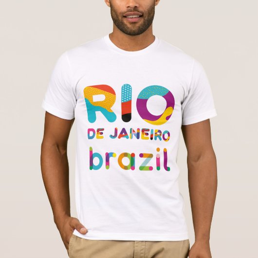T-shirt Rio De Janeiro Brésil texte coloré (Devant)