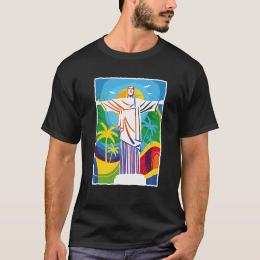 T-shirt Rio de Janeiro Cristo Redentor Brazil Skyline Silh (Devant)