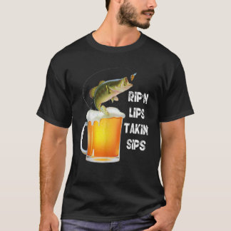 T-shirt Rip amusant dans les lèvres prises Sips Pêche amou