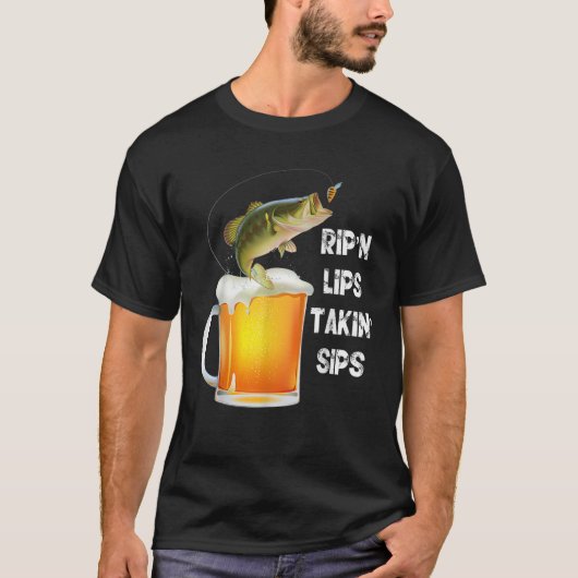 T-shirt Rip amusant dans les lèvres prises Sips Pêche amou (Devant)