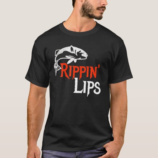 T-shirt Rippin Lips Fishing Fisherman Angler Bass Walleye (Devant)