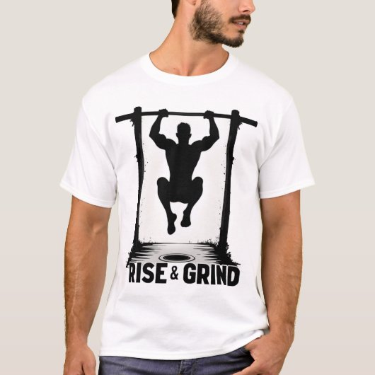 T-shirt Rise & Grind | Intense Calisthenics Pull-Up Silhou (Devant)