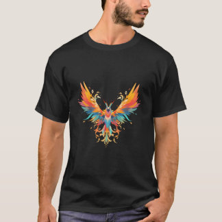 T-shirt Rising Phoenix Fire Colorful Bird Open Wing Rebirt