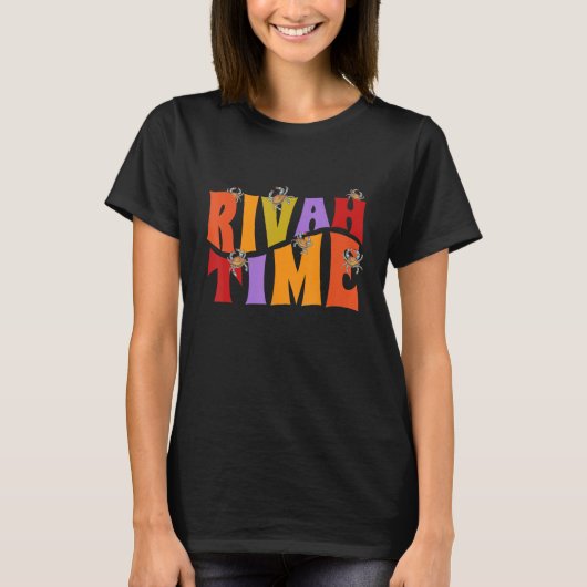 T-shirt Rivah Time Retro Hippie Style With Blue Crab (Devant)