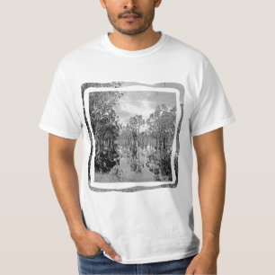 T-shirt River Murray Black White Photo Gum Tree réflexion