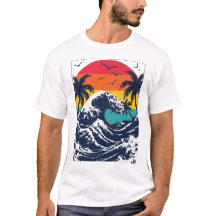 River Wave Retro Sunset