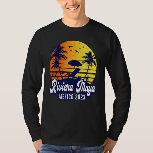 T-shirt Riviera Maya 2023 Mexico Sunset Beach Retro (Devant)