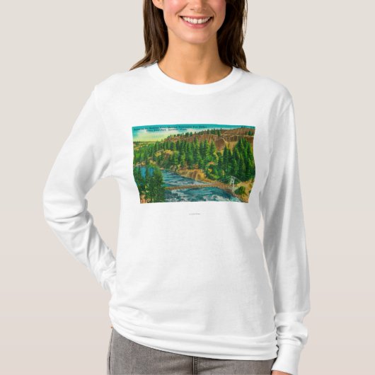 T-shirt Rivière de Spokane et pont de pied de suspension (Devant)