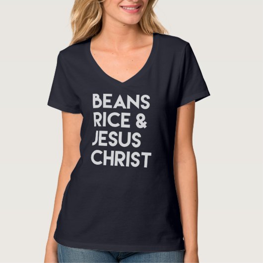 T-shirt Riz aux haricots et Jésus Christ (Devant)