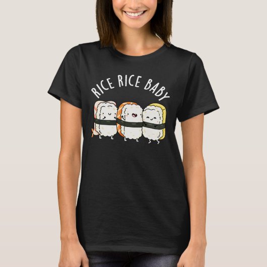 T-shirt Riz Bébé Funny Sushi Alimentation Pun Dark BG (Devant)