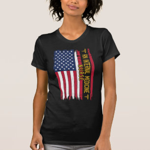 T-shirt Rn Infirmière en médecine interne drapeau américai