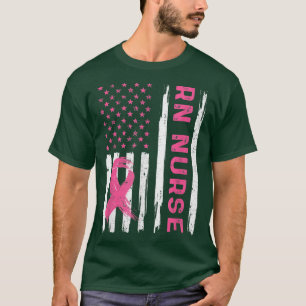 T-shirt RN Nurse American Flag Nurse Breast Cancer Award