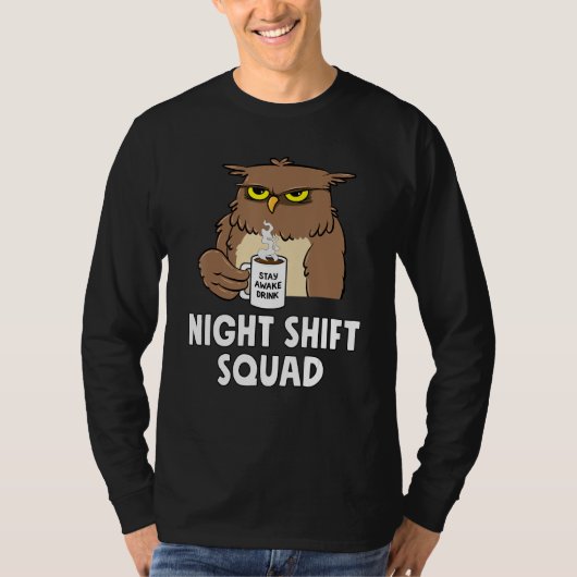 T-shirt RN Nurse Night Shift Squad Funny Coffe Owl (Devant)