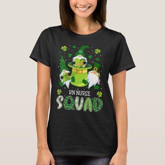 T-shirt RN Nurse Squad Nursing St Patrick Day Gnomes Irish (Devant)