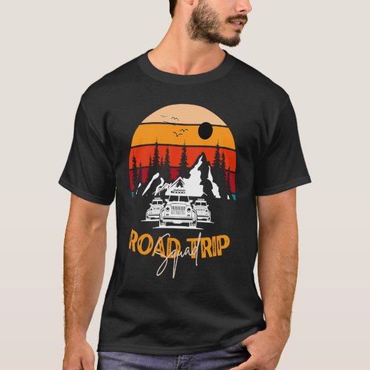 T-shirt Road Trip Squad Off Road Camping Famille Vacances  (Devant)
