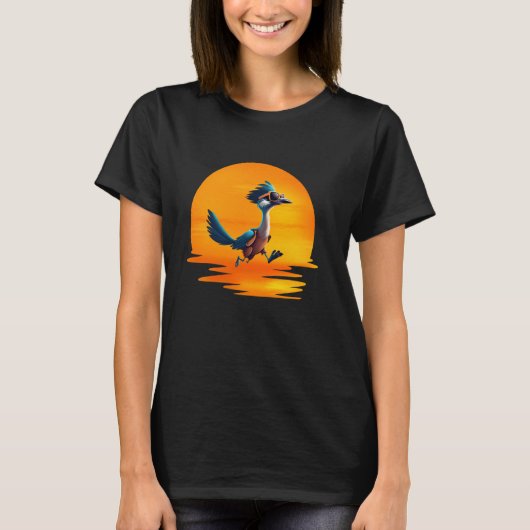 T-shirt Roadrunner Sunset Oiseau Rapide Courir Les Routes (Devant)