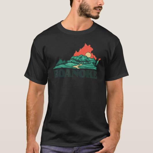 T-shirt Roanoke Virginia Mountains Blue Ridge Outdoors Gra (Devant)