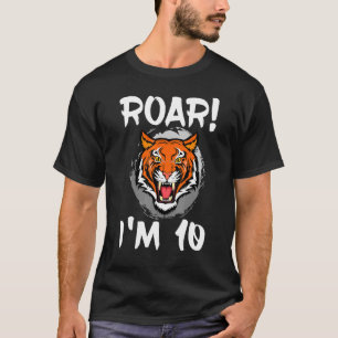 T-shirt Roar I'm 10 Tiger Animal Thème Anniversaire Fête C