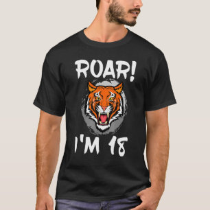 T-shirt Roar I'm 18 Tiger Animal Thème Anniversaire Fête C