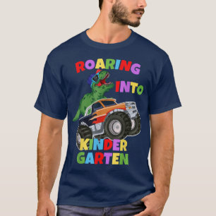 T-shirt Roaring Into Kindergarten Monster Truck Dinosaur T
