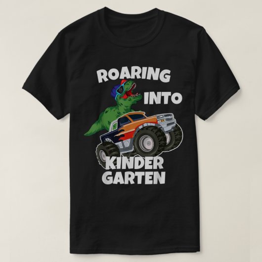 T-shirt Roaring into Kindergarten Monster Truck Dinosaur T (Design devant)