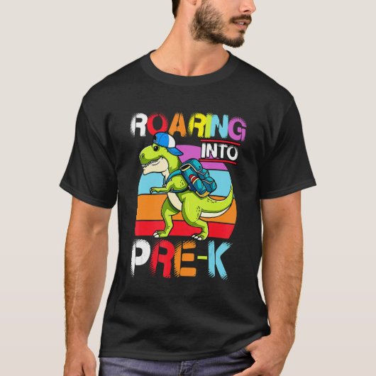 T-shirt Roaring Into Pre K Dinosaur Rex Back to School Boy (Devant)