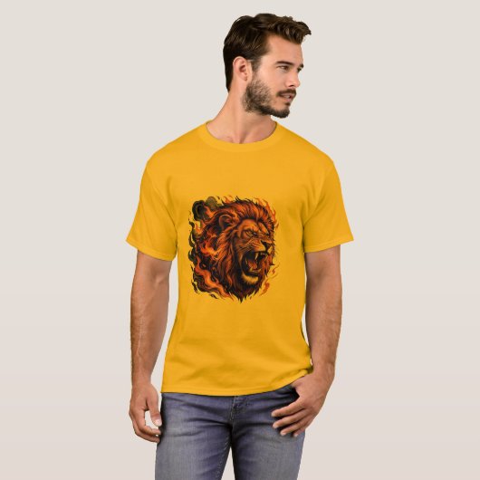 T-Shirt Roaring Lion – Graphisme de Puissance Féro (Devant entier)