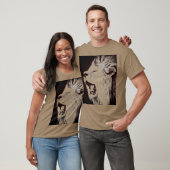 T-shirt Roaring Lion Pop Art Pebble couleur Sepia (Unisexe)