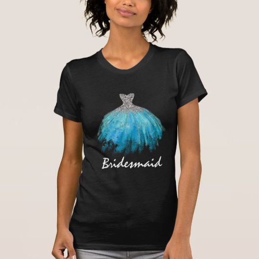T-shirt *~* Robe de mariée Parties scintillant turquoise e (Devant)