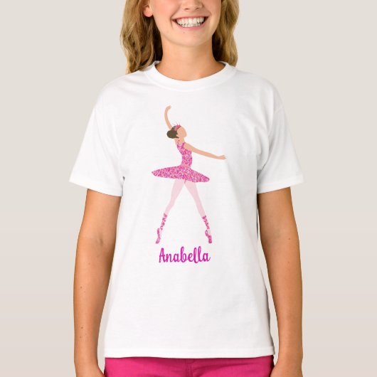 T-shirt Robe Parties scintillant rose Cheveux foncé Baller (Devant)