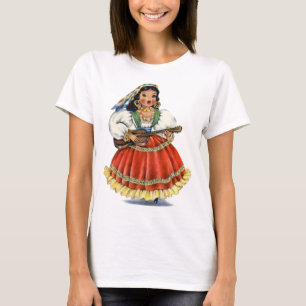 T-shirt Robe traditionnelle vintage mexicaine fille