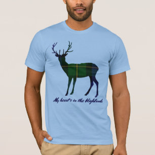 T-shirt Robert Burns Citation Clan Gordon Tartan Stag
