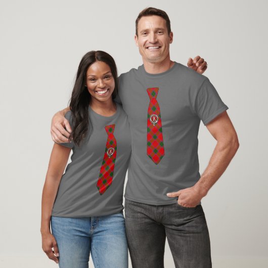 T-shirt Robertson Scottish Badge & Tartan Necktie  (Unisexe)