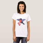 T-shirt Robin Bird Flying with Red Heart Love Letter (Devant entier)