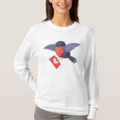 T-shirt Robin Bird Flying with Red Heart Love Letter (Devant)