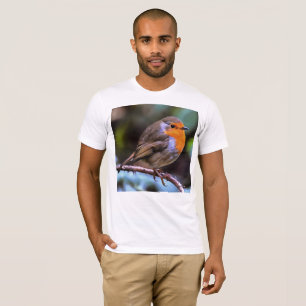 T-shirt Robin De Pompage Perché Sur Une Branche D'Art De L