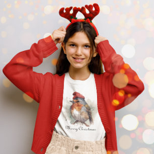 T-shirt Robin Joyeux Noël Vêtements Enfants