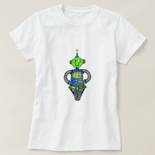 T-shirt Robot Arnie, bleu et vert (Design devant)