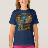 T-shirt Robot Bartender in Interstellar Space Age Dive Bar (Devant)
