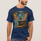 T-shirt Robot Bartender in Interstellar Space Age Dive Bar (Devant)