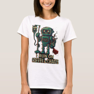 T-shirt Robot Café Tee - "JE COURS SUR CAFÉ & CHAOS"