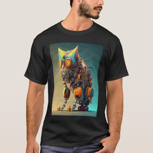 T-shirt Robot Chat Coloré (Devant)