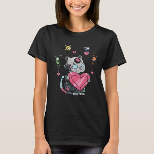 T-shirt Robot Chat en amour pour un ingénieur robotique 1 (Devant)
