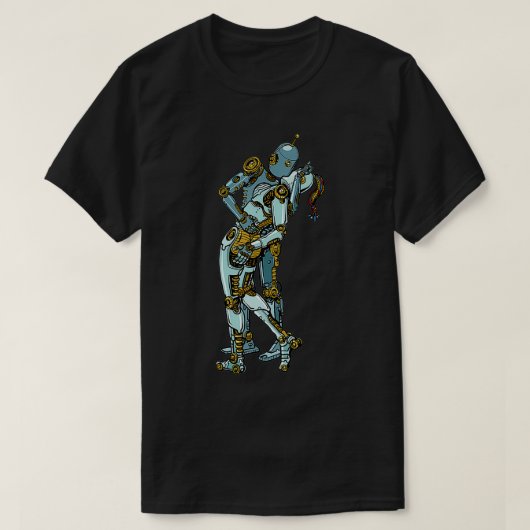 T-shirt Robot Couple Baiser Android Amour en Science Ficti (Design devant)