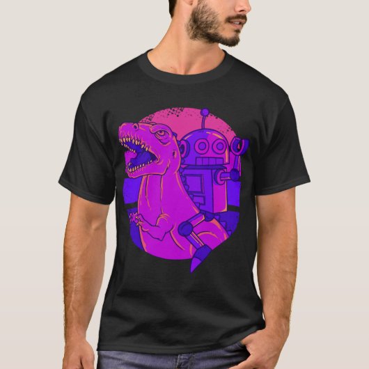 T-shirt Robot Dinosaur Vintage T Rex (Devant)