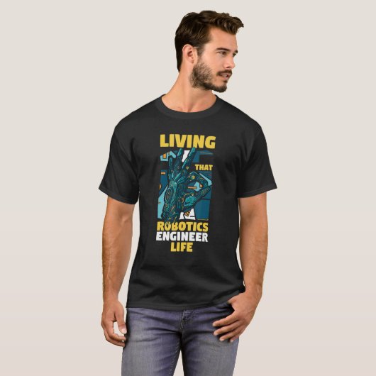T-shirt Robot Engineering Vivre que Robotique Ingénieur L (Devant entier)