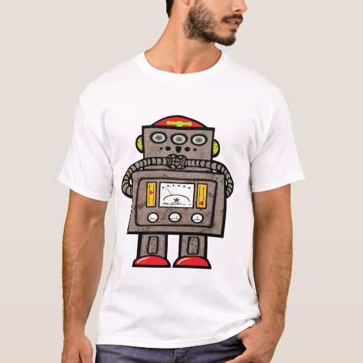 T-shirt Robot étonné observé par 3 (Devant)